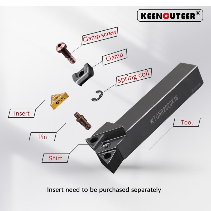 1pc WTQNR2020 WTQNR2525 WTQNL3232 External Turning Tool WTQNR WTQNL Lathe Bar Turning Holder CNC Cutting Tool Cutter Bar(WTQNR2020K16)