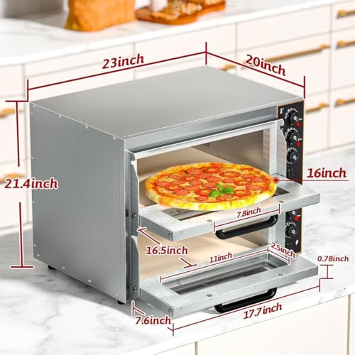 QYOEGSQ 3000W Double-layer Electric Pizza Oven,40L Commercial Pizza Maker,16" Multipurpose Toaster Bake Broiler with Pizza Stone and Timer,Drawer Toaster Oven,for Restaurant Home Use - Image 6