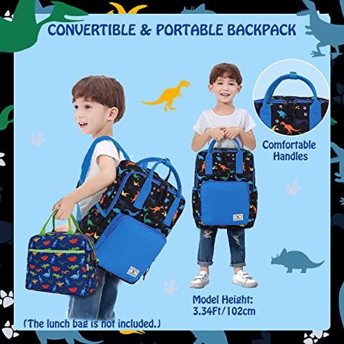 School Backpack,Water Resistant Kids Backpack For Toddler Boys With Chest Strap(Black Dinosuar) Vonxury Large #TOP1