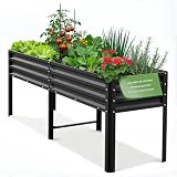 Hochbeet aus Metall, Verzinkter Stahl Rostfrei, 226x60x80 cm Hochbeet für Garten, Terrasse & Balkon, Pflanzkasten für Gemüse, Kräuter und Blumen, Langlebiges Pflanzbeet