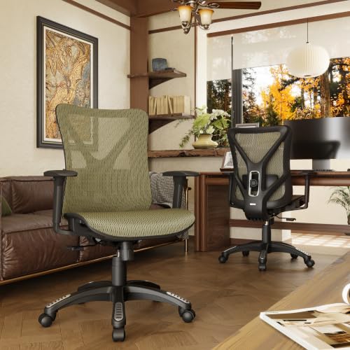 Image of Ergonomic Office Chair, Mesh Computer Desk Chairs with Adjustable Lumbar Support, 3D Armrests, Tilt Function, Comfy Wide Seat, Swivel Executive Work Task Chair for Company and Home