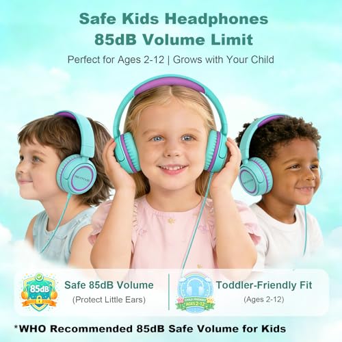 IMYB V1 Wired Kids Headphones (Green) – 85dB Volume-Limited — view 2