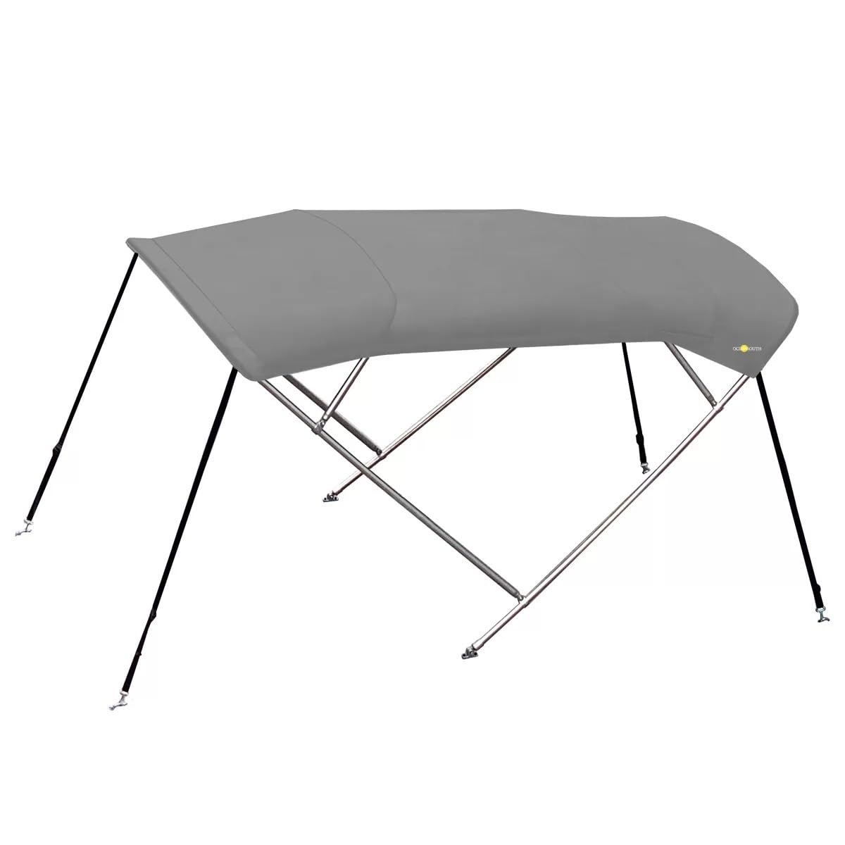 Oceansouth Bimini Top en acier inoxydable à 4 nœuds avec coffre de rangement intégré Gris foncé Largeur 2,3 m – 2,6 m