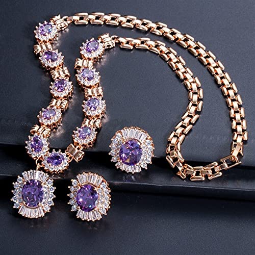 Joyería nupcial para mujer con zirconia cúbica en color amarillo y púrpura para vestidos de boda 4
