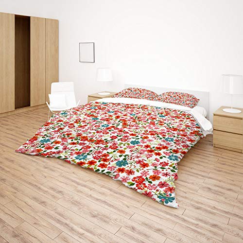 Parure de lit double rouge avec housse de couette et taie - 5