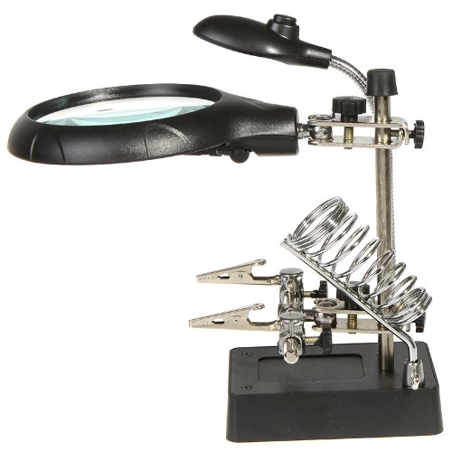 2.5 x 7.5 x 10 x LED de soldadura lupa iluminada lupa escritorio lupa de mano amiga auxiliar Clamp con adaptador de alimentación