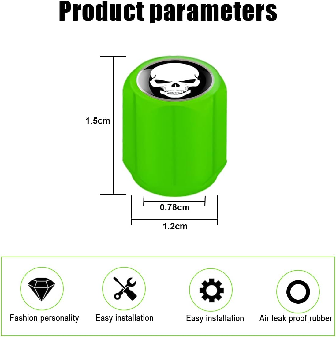 CGEAMDY Lot de 12 Bouchons Valve Pneu Fluorescents Universels - Sécurité et Style pour Véhicules - Image secondaire