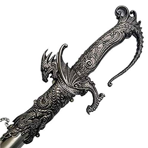 SWORD Real Sword Metal Sword 37" Dragon Medieval Sword with 28" Blade Knight Sword Short Sword Pirate Cutlass Sword Spartan Sword Knights Templar Sword Crusader Sword 50384 (Model 1)