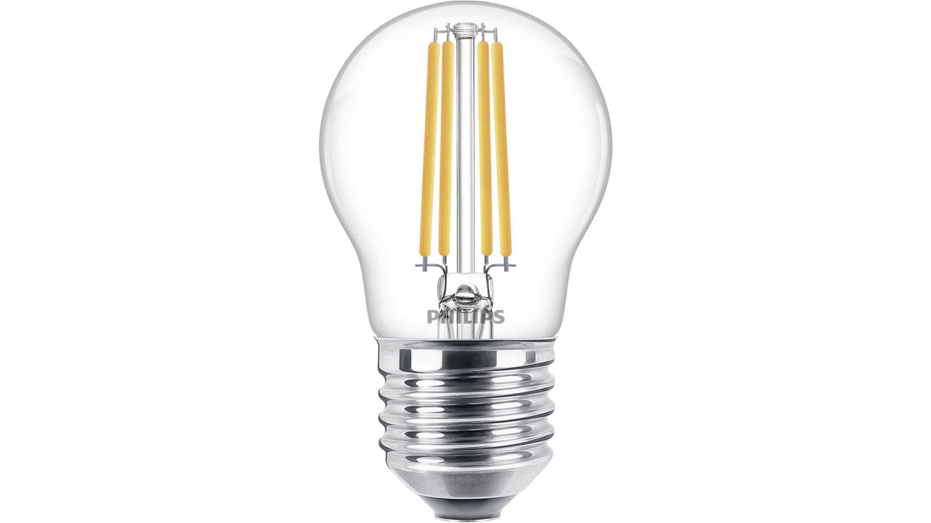 Philips LED Premium Classic P45 Lustre Light Bulb [E27 Edison Screw] 6.5W - 60W Equivalent, Warm White (2700K), Non Dimmable