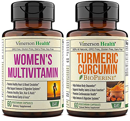 Vimerson Health Women's Multivitamin + Turmeric Curcumin With Bioperine 10 Mg Bundle. Joint Support And Balanced Inflammatory Response, Immune Support, Antioxidant Properties For Her #TOP9