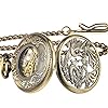 ManChDa Pocket Watch Lucky Dragon & Phoenix Vintage Mechanical Steampunk Skeleton Roman Numerals Fob Chain for Men Women | Bronze #2