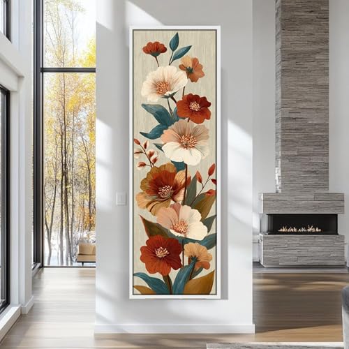 Images étroites et hautes pour habiller un mur vide : toile florale 70x210 cm - 4
