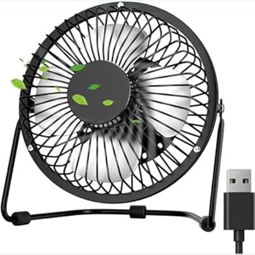 Mini Ventilador Mesa em Metal Compacto Portátil e Silencioso para Viagens Notebook e Escritório Alimentação via USB