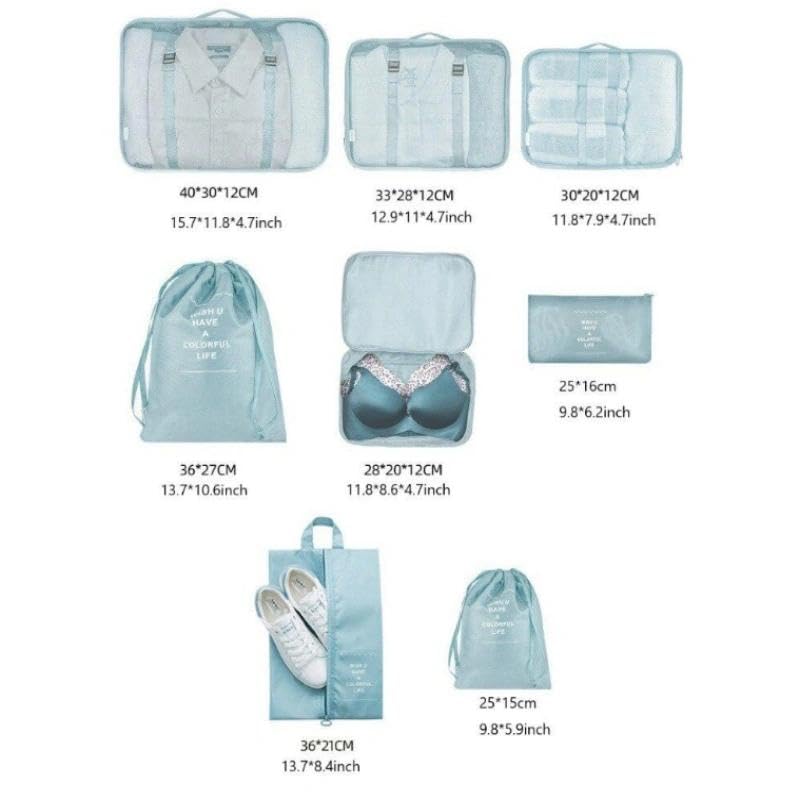 Suitcase Packing Cubes, 8PCS Travel Organiser Packing Bags, Travel Accessories Organizer Clothes Shoes Cosmetics Storage Bags-Grey - Image 5