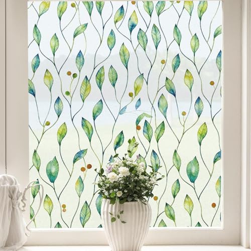 Película de ventana para privacidad con hojas verdes 31.5 x 78.7 in miniatura 2