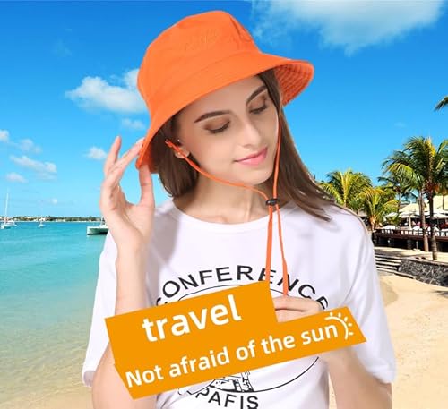 Summer Quick-Dry Bucket Hats For Men And Women Upf50+ Outdoor Sun Hat Uv Protection Beach Hat Orange #TOP4