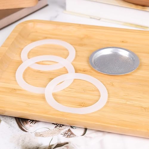 Miniatura 7 de 1 filtro y 3 sellos de silicona de repuesto para cafetera de aluminio Moka Pot y estufa Espresso (6 tazas)