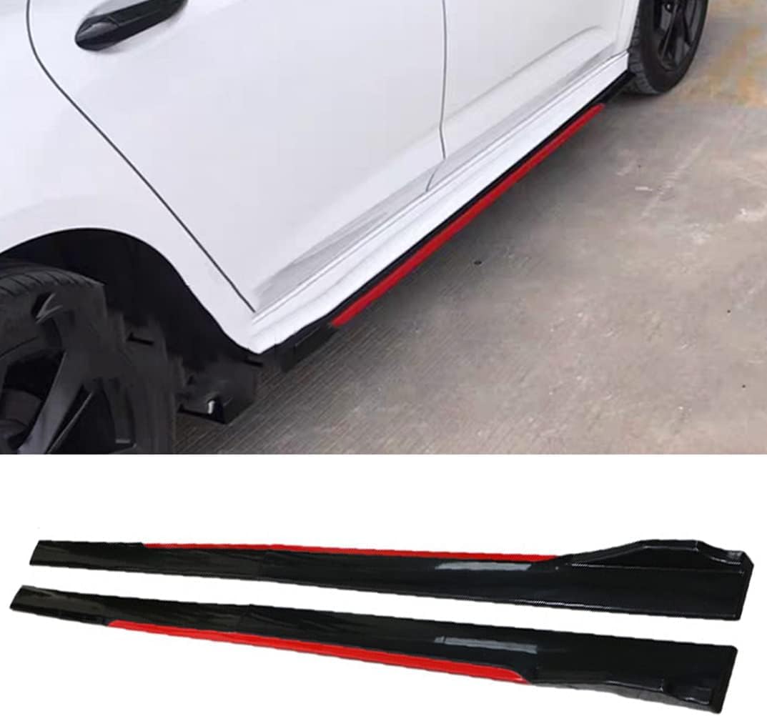 Auto Minigonne Laterali per Audi A1 A3 A4 A5 A6 A7 A8 B6 B7 B8 B9 C6 C7 C8 D3 D4 D5 D6, Alettoni Laterale Anti-collisione Splitter Diffusore Carrozzeria Protezione,A/BlackRed