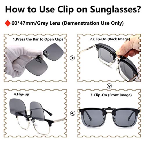 Image of CAXMAN Polarized Clip On Sunglasses Over Prescription Glasses for Men Women UV Protection
