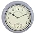 Produktbild Mayfield Living Wanduhr Küchenuhr Gartenuhr 30cm wetterfest Anthrazit Grau Landhaus Thermometer Innen und Aussen
