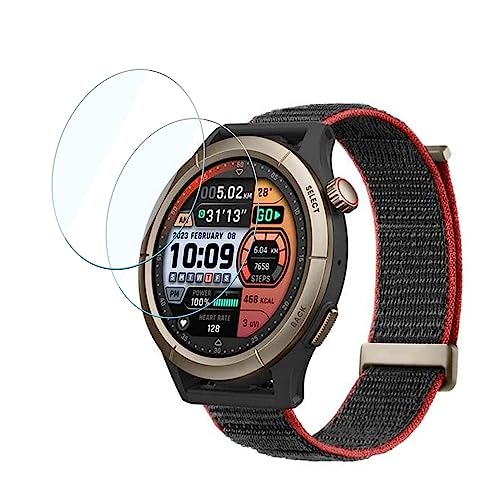 【2枚セット】For Amazfit Cheetah Pro ガラスフィルム Amazfit Cheetah Pro 液晶保護強化ガラスフィルム 【larfbulroc】日本製素材旭硝子製・高硬度9H ・高透過率・耐衝撃・防塵・飛散防止・指紋防止・画面鮮や