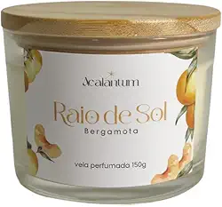 Vela Aromática Bergamota Raio de Sol 150 ml Acalantum Vela Artesanal para Aromaterapia Relaxamento e Bem Estar para Casa e Presente