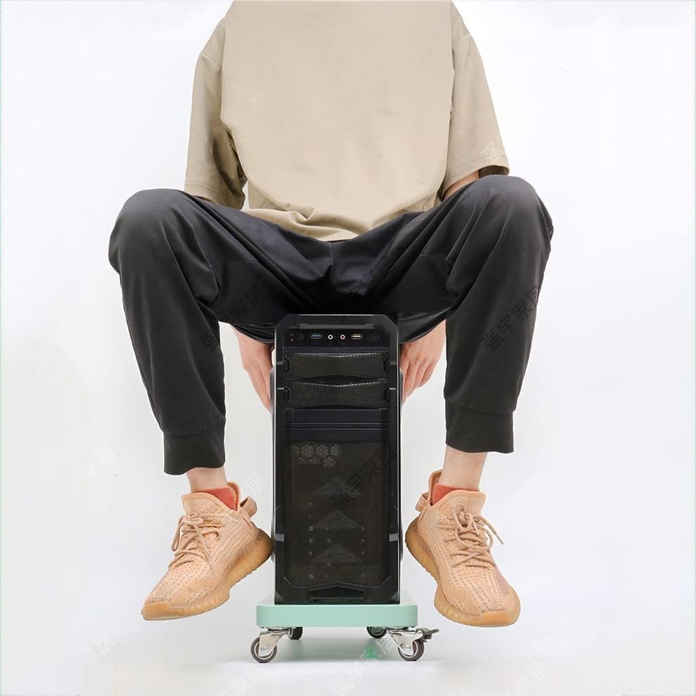 Mobile CPU Rolling Stand with Lockable Wheels, Adjustable PC Tower Cart, Floor Holder for Laptops & Desktops (Green, 400mm x 200mm) - Space-Saving & Portable