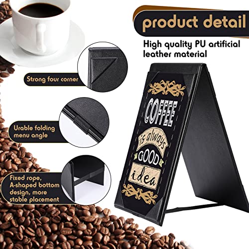 gerrii leatherette table tents black pu leather menu covers bulk double sided frame sign holders 2 side drink dessert menu folders for restaurant coffee cafe bar wedding supplies12 pack4 x 6 inch