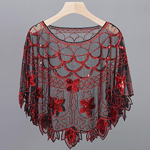 Whitewed Womens Sequin Mesh Sheer Tops Shrug Bolero Shawl Coverup Cape Poncho2