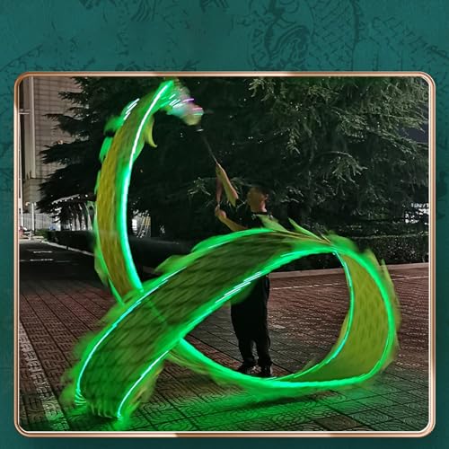 Cerf Volant Dragon Poi Allume Le Ruban Lancé, Accessoire de Dragon Chinois de Jonglerie en Plein Air, Jouet D'arts de Flux de Poi de Forme Physique Mené pour La Nuit, Jeu du Soir ( Color : Green , Siz