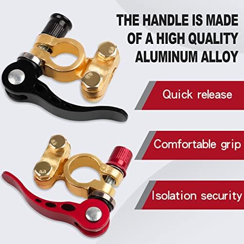 2 Pcs Quick Release Battery Terminals, JatilEr Battery Connectors 12v Quick Release, Battery Terminal Connectors Pure Brass, Leisure Battery Terminals for Cars, Trucks, Ships, Mobile Homes 12V/24V/60V
