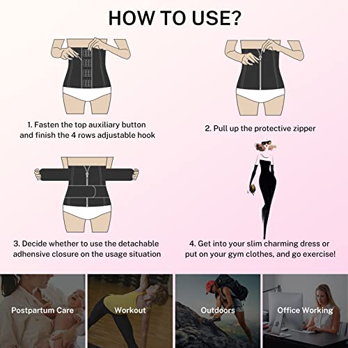 Image of GainKee Clip and Zip Waist Trainer Corset Women Neoprene Worked Out Sweat Vest Body Shaper