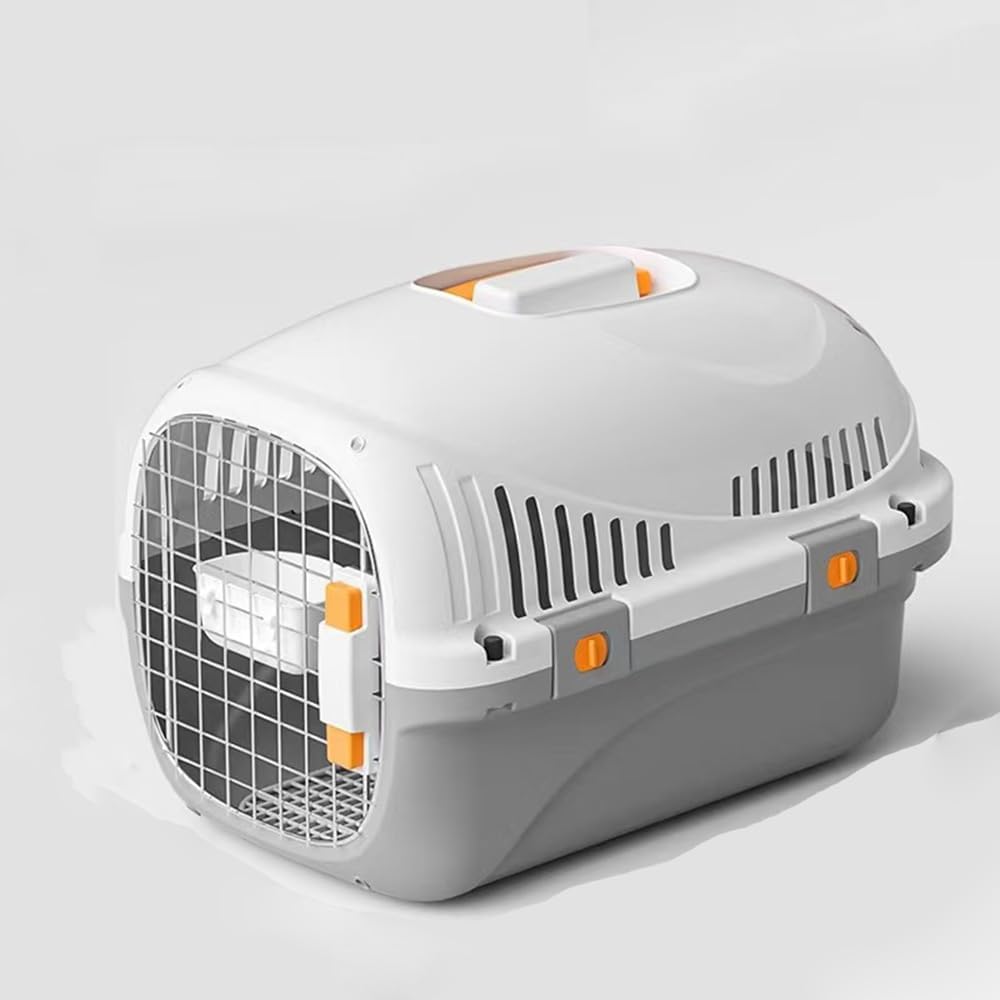 New Airline Cat Carrier Kennel, Airline Approved Size Hard Shell Ventilation Large Space Portable Pet Travel Crate for Cats & Dogs, Kitten Carrier Hard Suitable for outdoor,(Color:Gray/ordinary style)