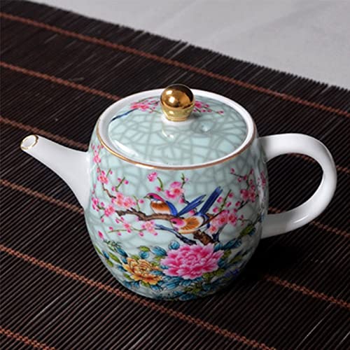 Tetera de cerámica, Juego de té de Kung Fu, Tetera Individual de Porcelana Azul y Blanca, Tetera pequeña con patrón de Flores para el hogar