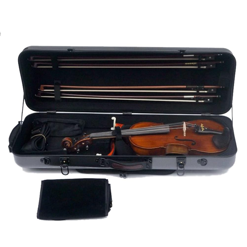 15-17" Bratschenkoffer, länglicher, Leichter Bratschen-Hartschalenkoffer aus Carbonfaser-Verbundwerkstoff mit Tragegurten und Notentasche (Color : White)