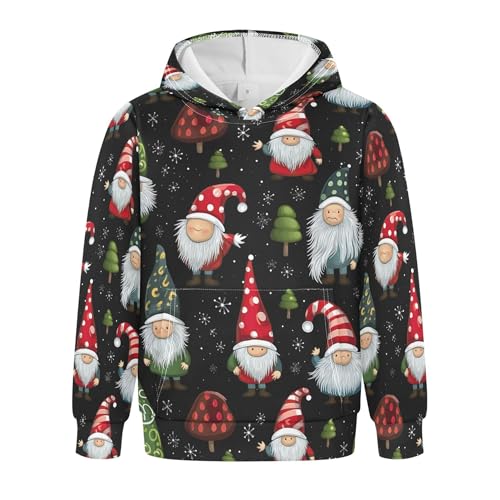 Kids Hoodies Sweaters Christmas Xmas Gnome Dwarfs Hooded Sweatshirts with Big Pockets for Boys Girls B0400448