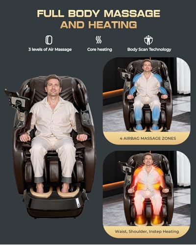 4D Massage Chairs Full Body,Zero Gravity SL-Track Shiatsu Massage Chair Recliner,Core Heating,20 Massage Techniques,Deep Yoga Stretch,Foot Rollers, Ai Voice,Touch Screen,Wireless Charging - Image 6