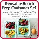 GoodCook BPA-Free Plastic Reusable Divided Snack Prep Containers, Blue (10 Sets)