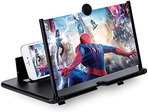 FTYUNWE 14 inch Display screen Magnifier for Cell Cellphone 3D Magnifier Display screen Enlarger for Films,Gaming-Display screen Amplifie with Foldable Cellphone Stand Holder. Suitable with All Smartphones,Black-14in