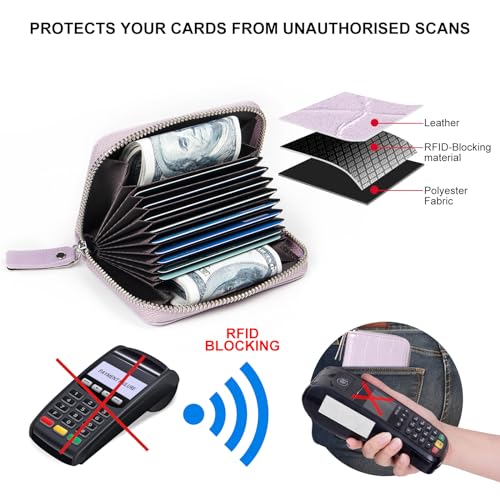 Image of Credit Card Wallet, RFID Card Case Wallet, Zipper Card Cases Holder for Men Women, RFID Blocking, KeyChain Wallet, Compact Size Card Organizer Case for Women