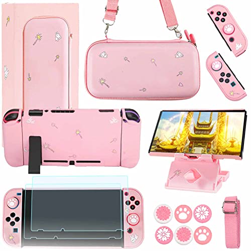 Catálogo para Comprar On-line Fundas para Niña los más solicitados. 42 GUTIAL Paquete de accesorios para Nintendo Switch - Lindo kit de accesorios de Kawaii para niñas niños con estuche de transporte de viajes y caja de cobertura de protección...