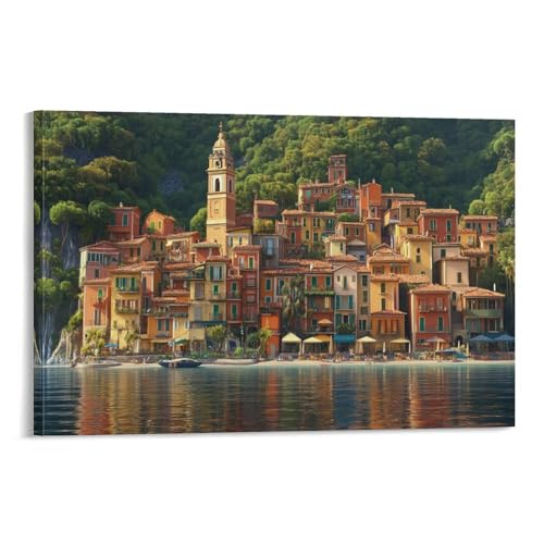 Toile Lac de Côme déco murale moderne pour sublimer votre cuisine et bureau