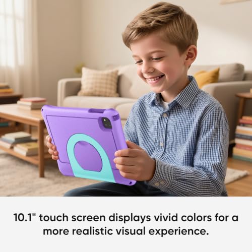 Image of aiprotablet 10 inch Kids Tablet, Android 16 Tablet for Kid, Octa-Core CPU, 24GB RAM, 64GB ROM 1TF Card Expandable for Toddler Children,Tablets with Case, Parental Control, 6000mAh,WiFi (Light Purple)