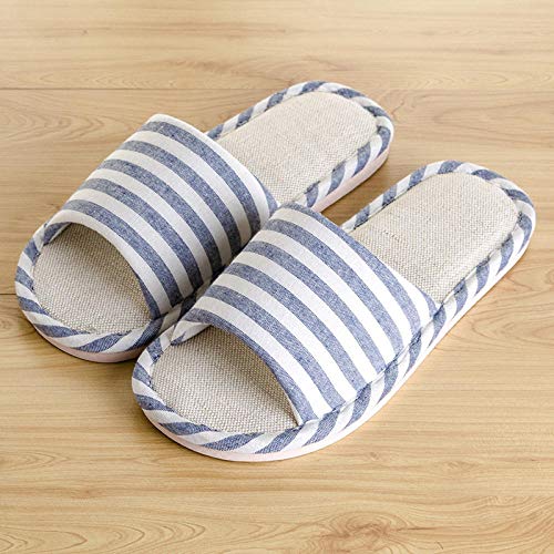 SWX-FlipFlop Zapatillas de casa Ropa de Cama Japonesa para Hombres Pareja de Verano Fondo Grueso Mujeres Embarazadas Tela Antideslizante otoño e Invierno Azul Oscuro 44/45 (código Positivo)
