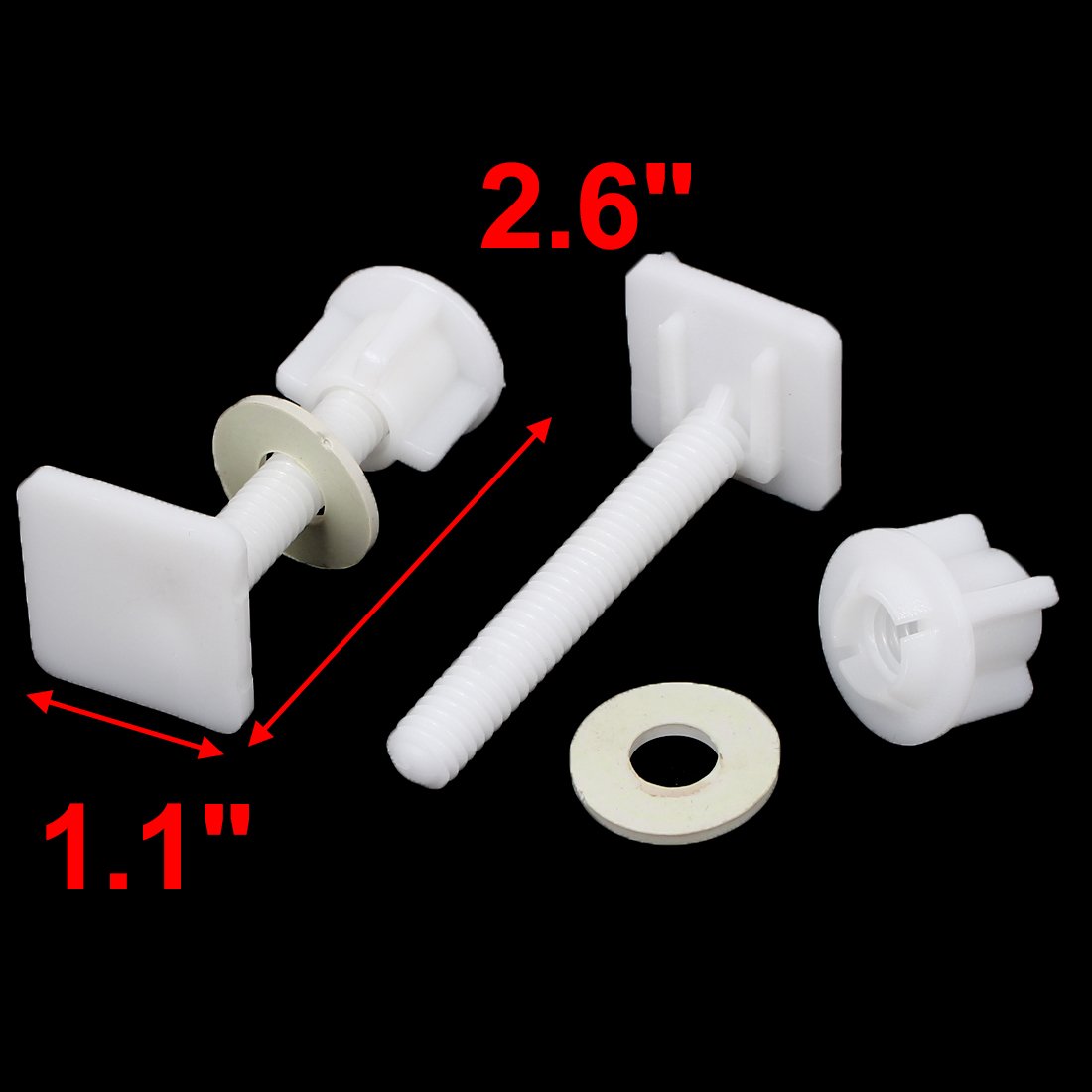 Sourcing Map Toilettensitz-Scharnierschrauben – 2 Stück, 39x39x66 Mm, Kunststoff, Weiß, Für WC-Sitz-Befestigung