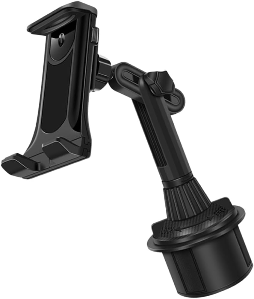 COHEALI Universal Car Phone Mount Holder Adjustable Vehicle Phone Rack for Smartphones and Tablets Plastic Center Console Cup Holder Bracket Rotatable Design Compatible Most Vehicles