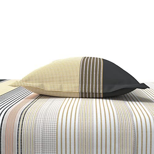 Image of myTrident Home Essential Stripe Collection 144 TC, 100% Cotton Bedsheet with 2 Pillow Cover, King Size - 274 x 274 cm, Mott
