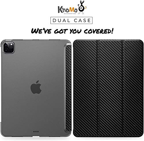 Khomo Ipad Pro 11 Case 2Nd Generation 2020 - Dual Hybrid See Through Series - Supports Pencil Charging - Carbon Fiber Black #TOP5