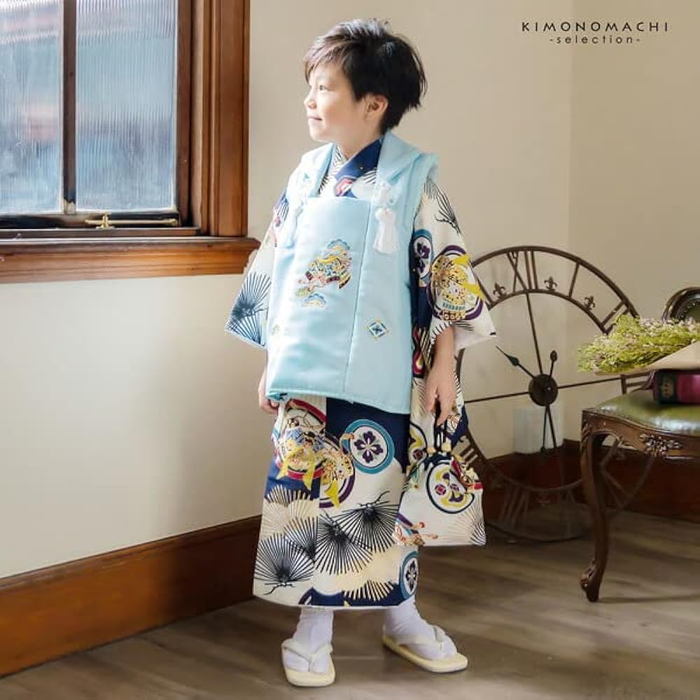 小町 kids⭐︎男の子　被布セット　着物 3歳 A：工字繋ぎに鷹 ：小町kids 七五三 三歳男の子被布セット