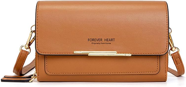 Womens Wallet Crossbody Phone Bag Shoulder Bag Clutch Purse Bag PU Wallet for Party Wedding Travelling Brown